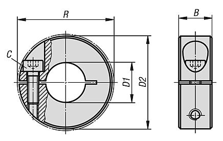 One-piece shaft collars, slitted inside