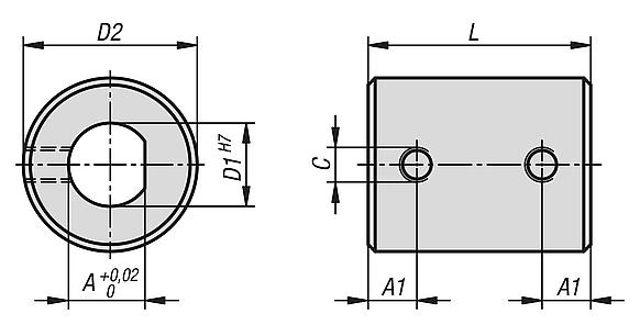 Shaft collars wide, for flat-milled shafts