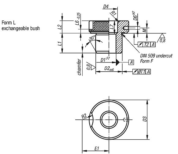 Push-in drill bushes, DIN 173, part 1, Form L