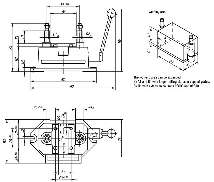 Drilling jigs size 3 to 5 DIN 6348