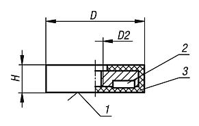 Magnets shallow pot with internal thread NdFeB, with rubber protective jacket