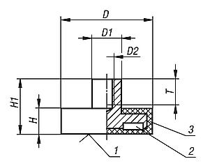 Magnets shallow pot with tapped pin NdFeB, with rubber protective jacket