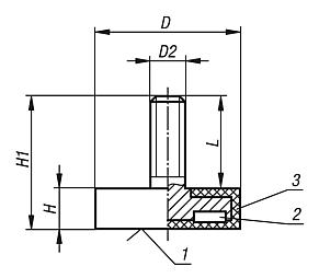 Magnets shallow pot with threaded pin NdFeB, with rubber protective jacket