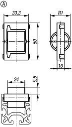 Plastic roller elements for roller rails, Form A