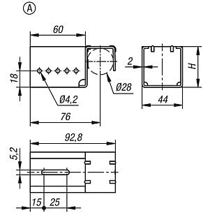 Steel suspension brackets for roller rails, Form A, without stop