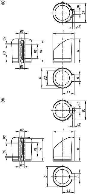 Cup holder plastic for aluminium profiles, closed or open