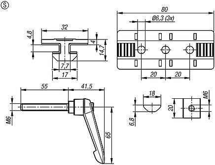 Profile slider
with clamping lever, Form S, standard