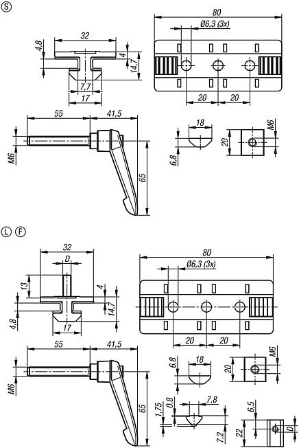 Profile slider with clamping lever