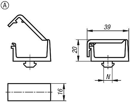 Cable clips with T-slot key, Form A