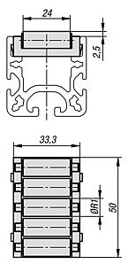 Plastic roller elements, compact for roller rails