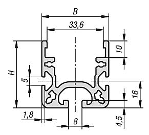 铝制型材 40x40 用于辊轮导轨，I 型