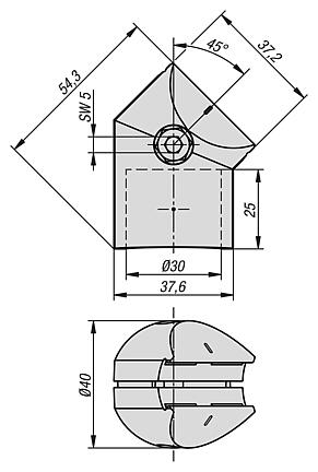 连接器 45° Ø30 I 型带防扭曲装置