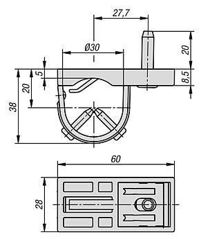 桌面固定件 Ø30 I 型