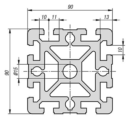 铝制型材 90x90 B型