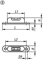 Tubular bubble levels with frame to screw on, Form B, three sight glasses