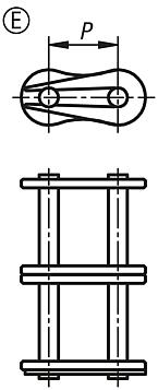 Connecting links duplex DIN ISO 606, Form E