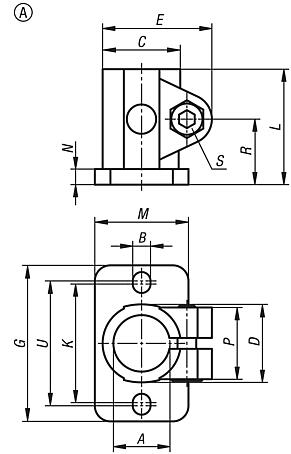 Tube clamps base, stainless steel, Form A