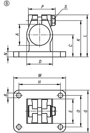 Tube clamps flange, stainless steel, Form B