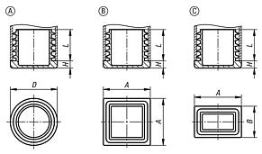 Tube end plugs, plastic for round and square tubes