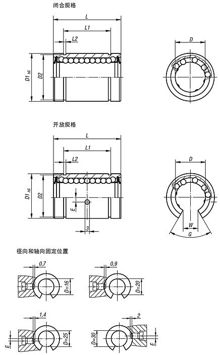 带塑料保持架的线性滚珠轴承