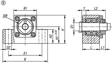 Fixed bearing units block version, Form B