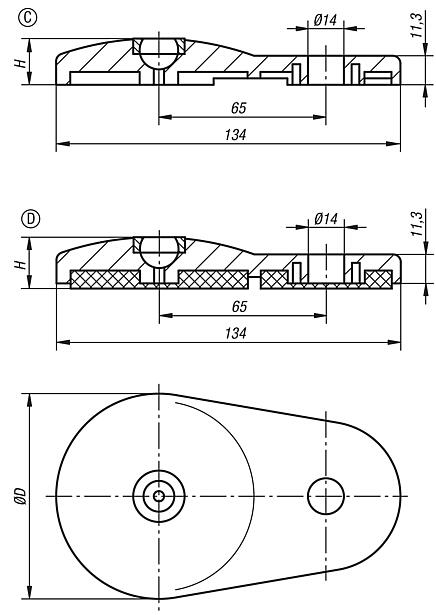 Swivel feet plates extended die-cast zinc