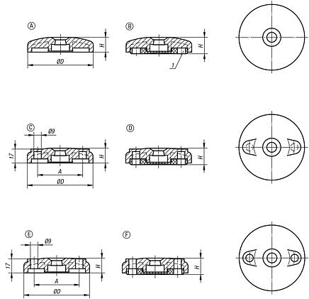 Levelling feet plates plastic