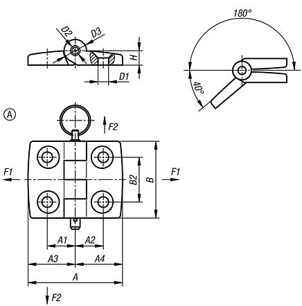 Hinges stainless steel, separable, dismountable, Form A, with locking pin