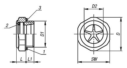 Oil level sight glasses, aluminium, glass window