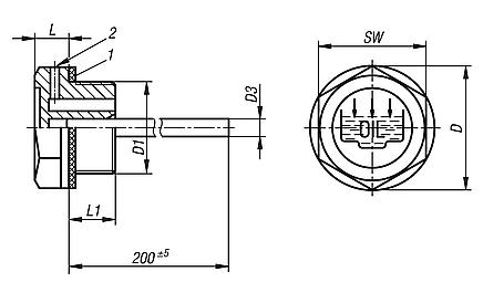 Screw plugs with dipstick, Form B