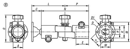 Tube clamps swivel, aluminium with ball joint, Form B