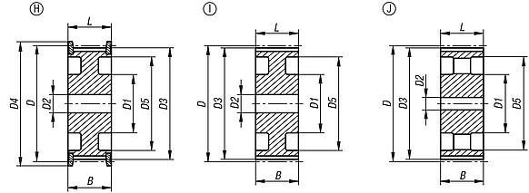 Toothed pulleys profile HTD 8M, for 50 mm wide belts