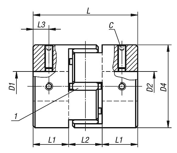 带螺纹销的夹紧弹性体爪式联轴器