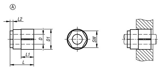 Keyless locking couplings with central nut, Form A