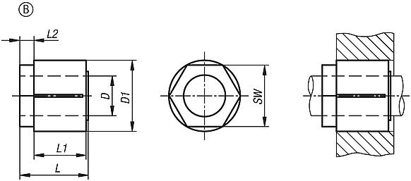 Keyless locking couplings with central nut, Form B