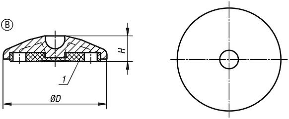 Swivel feet plates, plastic, Form B