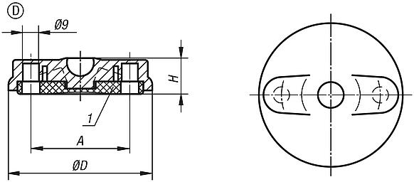 Swivel feet plates, plastic, Form D