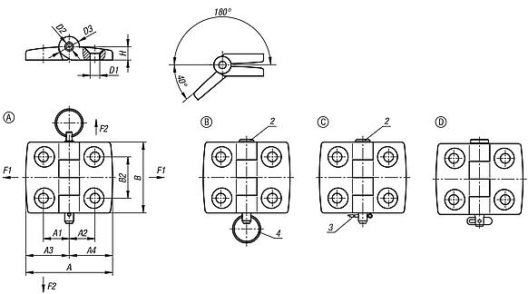 Hinges plastic, separable, dismountable