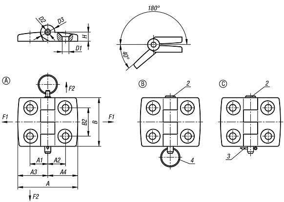 Hinges stainless steel, separable, dismountable