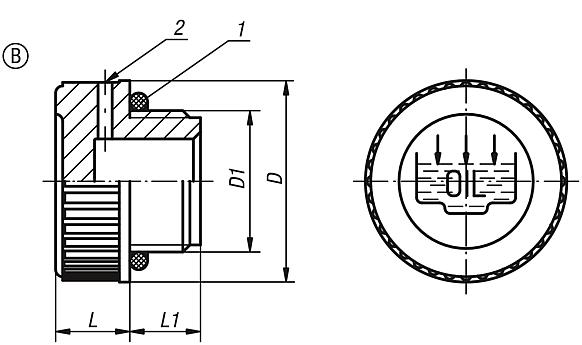 Screw plugs Form B, with fill symbol and vent hole