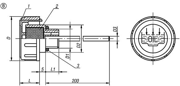 Vent screws with dipstick, Form B, with air filter