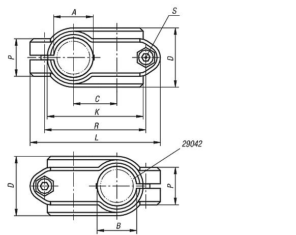 Tube clamps cross, plastic