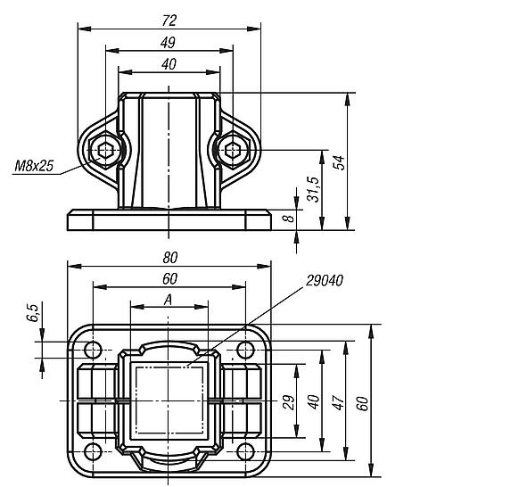 Tube clamps base, plastic