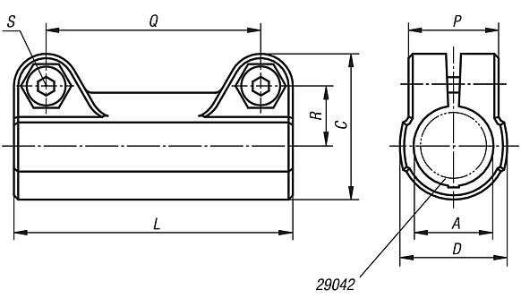 Tube clamps straight, plastic