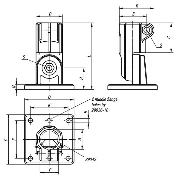 Tube clamps swivel base, plastic