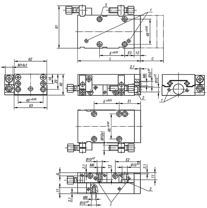 Linear modules pneumatic with rail guide