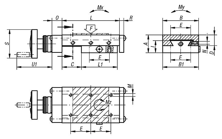 Dovetail slides with micrometer spindle and handwheel