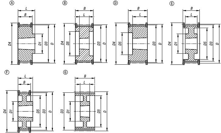 Toothed pulleys profile HTD 8M, for assembly with taper clamping bushes