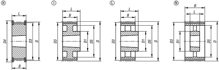 Toothed pulleys profile HTD 8M, for assembly with taper clamping bushes