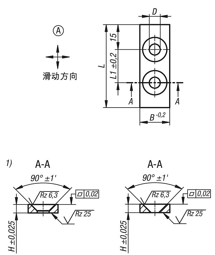 铜质制滑板，免维护，A 型